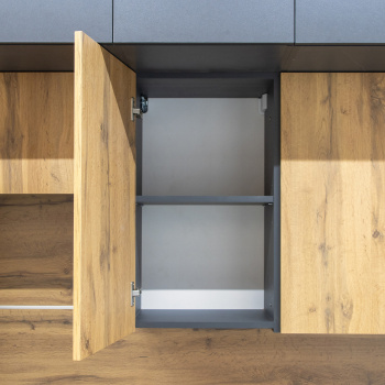 Шкаф навесной 400х676х290 мм BROZEX-WOOD Next, с дверцей, графит / дуб вотан