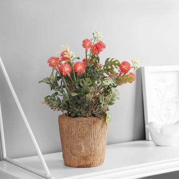 Искусственный цветок в горшке «Синеголовник экстра», 9×21 см, МИКС