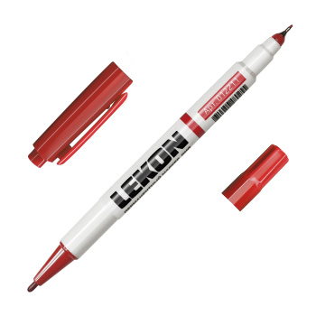 Маркер строительный перманентный 2-хсторонний красный (набор10 шт) арт.012211 LEKON DUO *1/10/300