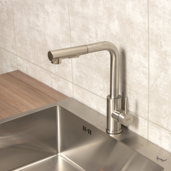 Смеситель для кухни Potato P0047S высокий излив, нерж. сталь *1/10 Смеситель для кухни Potato P0047S высокий излив, нерж. сталь *1/10