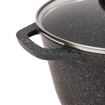 Кастрюля алюмин. антипригарная "Kukmara" "Granit" black 3,5л Стекл.кр. кгч35а *1/3