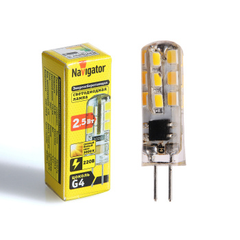 Лампа светодиодная Navigator, G4, капсула, 220 В, 2.5 Вт, 170 Лм, 3000 К, теплый белый
