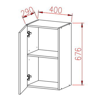 Шкаф навесной 400х676х290 мм BROZEX-WOOD Next, с дверцей, графит / дуб вотан