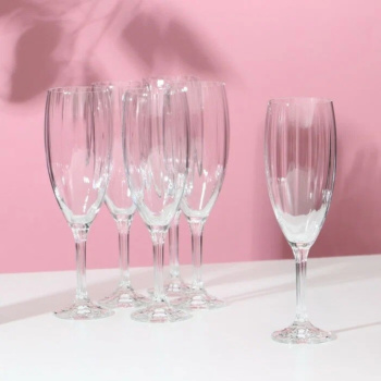 Набор бокалов для шампанского 210 мл Crystalex Bohemia Магнолия, 6 шт., стекло