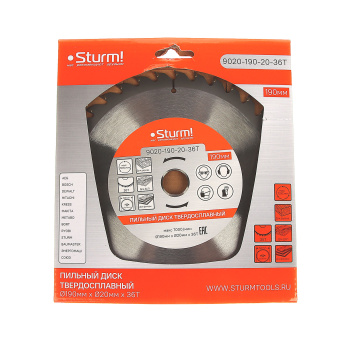 Диск пильный 190*20,0мм 36 зубьев по дереву (9020-190-20-36T) Sturm *1/40