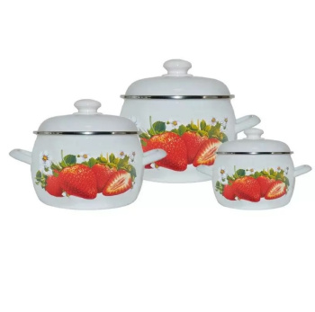 яяяНабор кастрюль эмалированных: 2,0л+3,5л+5,0л рис."Сочная клубника" С-207АП2/4 "Лысьвен ЭМАЛИ" *1