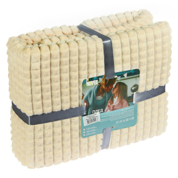 Плед 200*220см микрофибра жаккард клетка белый арт.369 NOVEL *1/8