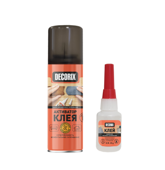 Клей двухкомпонентный для экспресс-склеивания DECORIX (активатор 140 мл+клей 25 г) *1/72 Клей двухкомпонентный для экспресс-склеивания DECORIX (активатор 140 мл+клей 25 г) *1/72