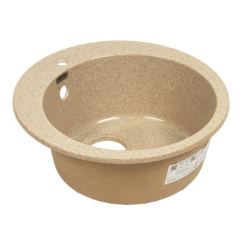 Мойка из искусственного камня круглая песочная глянцевая Виктори Z30Q5 (475х475х180) *1