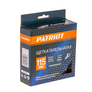 Щетка-крацовка "тарельчатая" гофрированная проволока 115мм*ХМ14мм PATRIOT *1/60