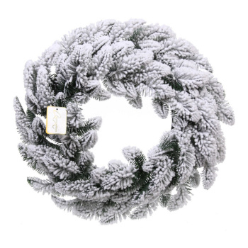 Венок хвойный "Заснеженный лес" d-40 см, литой ПВХ, белое напыление