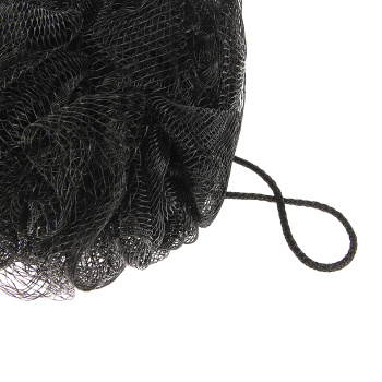 Мочалка-бант для душа нейлон D14см Бант черный, 54г ЕВРОХАУС *10/50