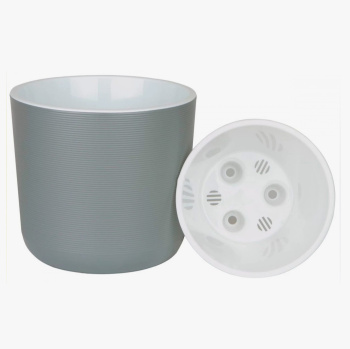 Кашпо пластм. "Лион"  5,6л d верха 210мм h195мм со вставкой Серый муссон ЛИ21-70 *1/4