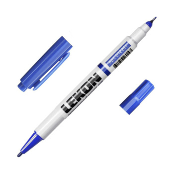 Маркер строительный перманентный 2-хсторонний синий (набор10 шт) арт.012261 LEKON DUO *1/10/300