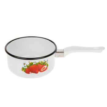 Кастрюля эмалированная 0,6л d120мм Дл.пл.ручка, крышка с пл.р., с Деколью С-1605П/4 *1/6