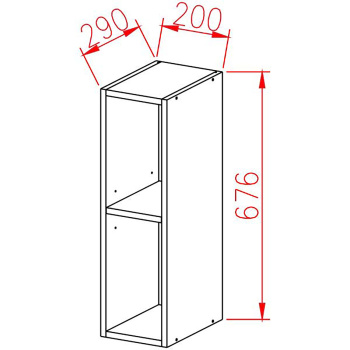 Шкаф навесной 200х676х290 мм BROZEX-WOOD Next, открытый, графит