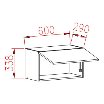 Шкаф навесной 600х338х290 мм BROZEX-WOOD Стиль, для вытяжки, с дверцей, белый / светло-бежевый