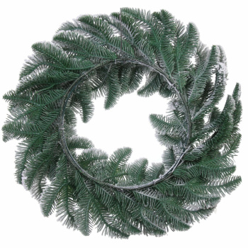 Венок хвойный "Заснеженный лес" d-40 см, литой ПВХ, белое напыление