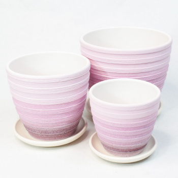 Кашпо керам. Крокус Букле 2,3л d верха 177мм h152мм с поддоном Розовый №3 КС-К3-196-09 *8