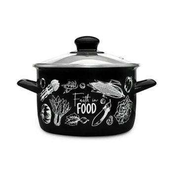 Кастрюля эмалированная "Овощи" 1,5л d16см Дл.ручка, б/кр. 365157 ("МЕТРОТ" Сербия) *1/4