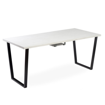 Стол раздв.АТЛАНТ-1 1100(+400)*700*h750мм ЛДСП EGGER Древесина белая+опора метал.Черный матовый *1
