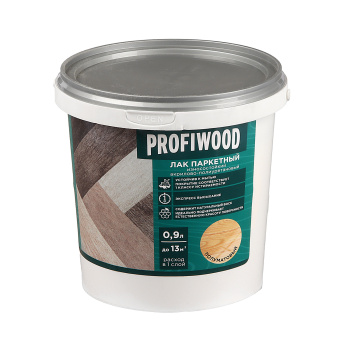 Лак акрилово-полиуретановый паркетный полуматовый 0,9 кг PROFIWOOD *1/6/336