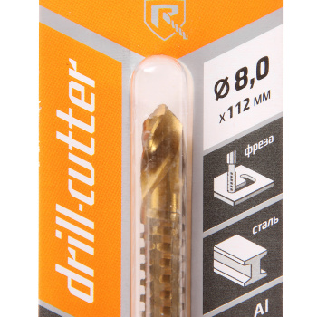 Сверло-фреза 8х112мм HSS-TIN хвостовик HEX1/4"Е6,3 (672208) Drill-cutter Rennbohr *1/240 Сверло-фреза 8х112мм HSS-TIN хвостовик HEX1/4"Е6,3 (672208) Drill-cutter Rennbohr *1/240
